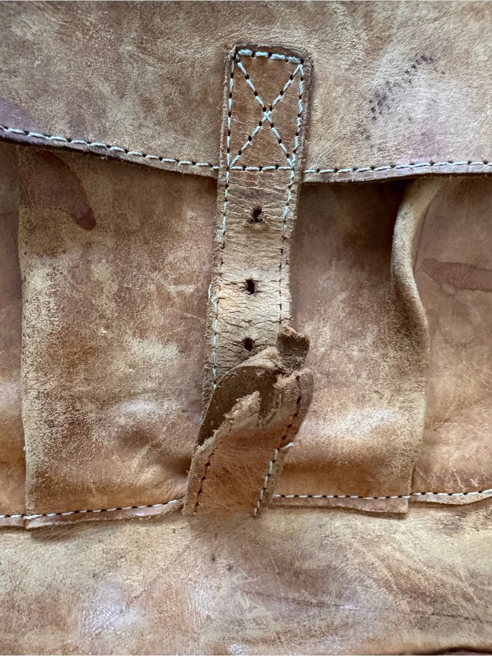 Leather Men’s Backpack in Tan with broken strap